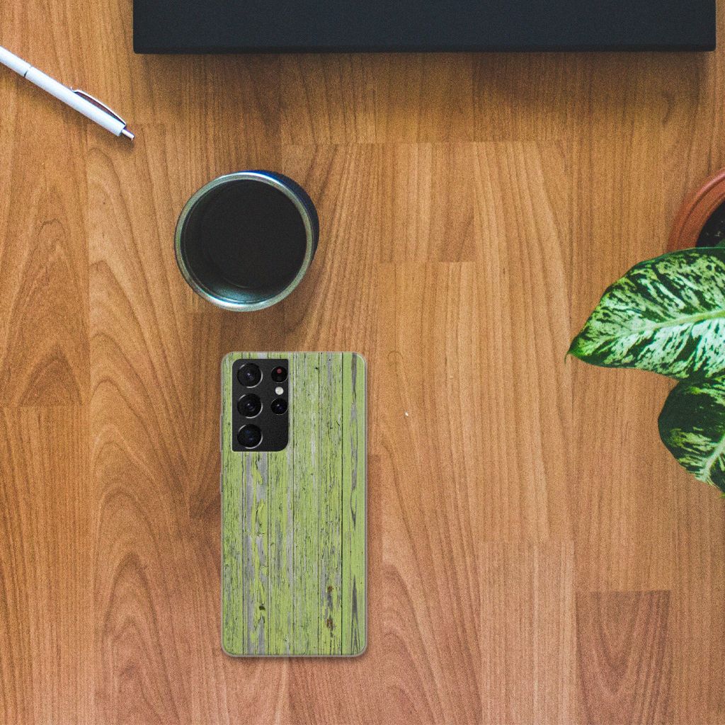 Samsung Galaxy S21 Ultra Bumper Hoesje Green Wood B2C Telecom
