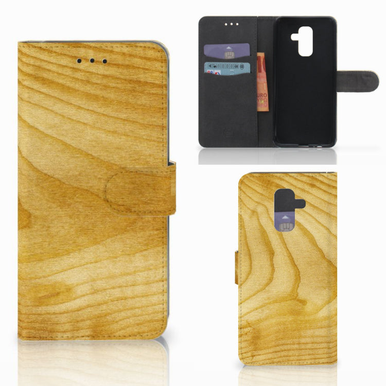 Samsung Galaxy A6 Plus 2018 Book Style Case Licht Hout