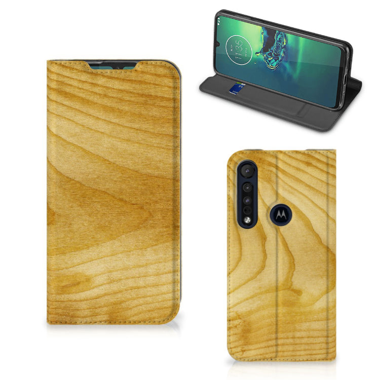 Motorola G8 Plus Book Wallet Case Licht Hout