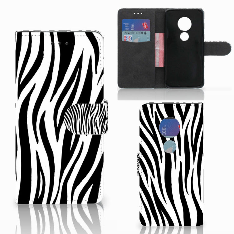 Motorola Moto G7 Play Telefoonhoesje met Pasjes Zebra