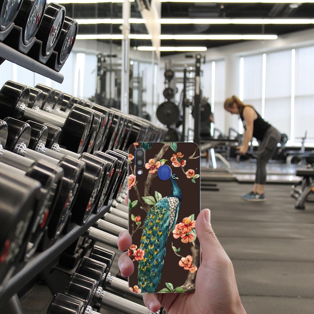 Samsung Galaxy M20 (Power) TPU Hoesje Pauw met Bloemen