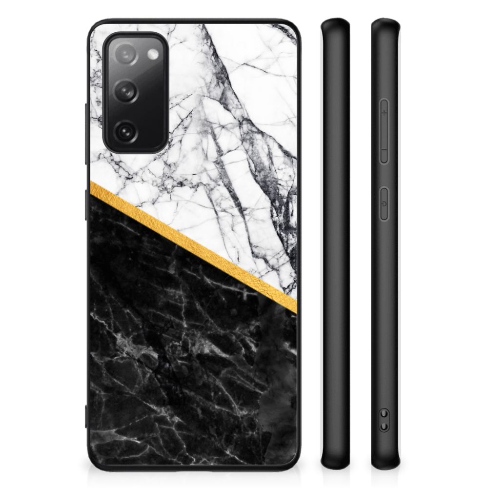 Samsung Galaxy S20 FE Marmeren Print Telefoonhoesje Marmer Wit Zwart - Origineel Cadeau Man B2C Telecom