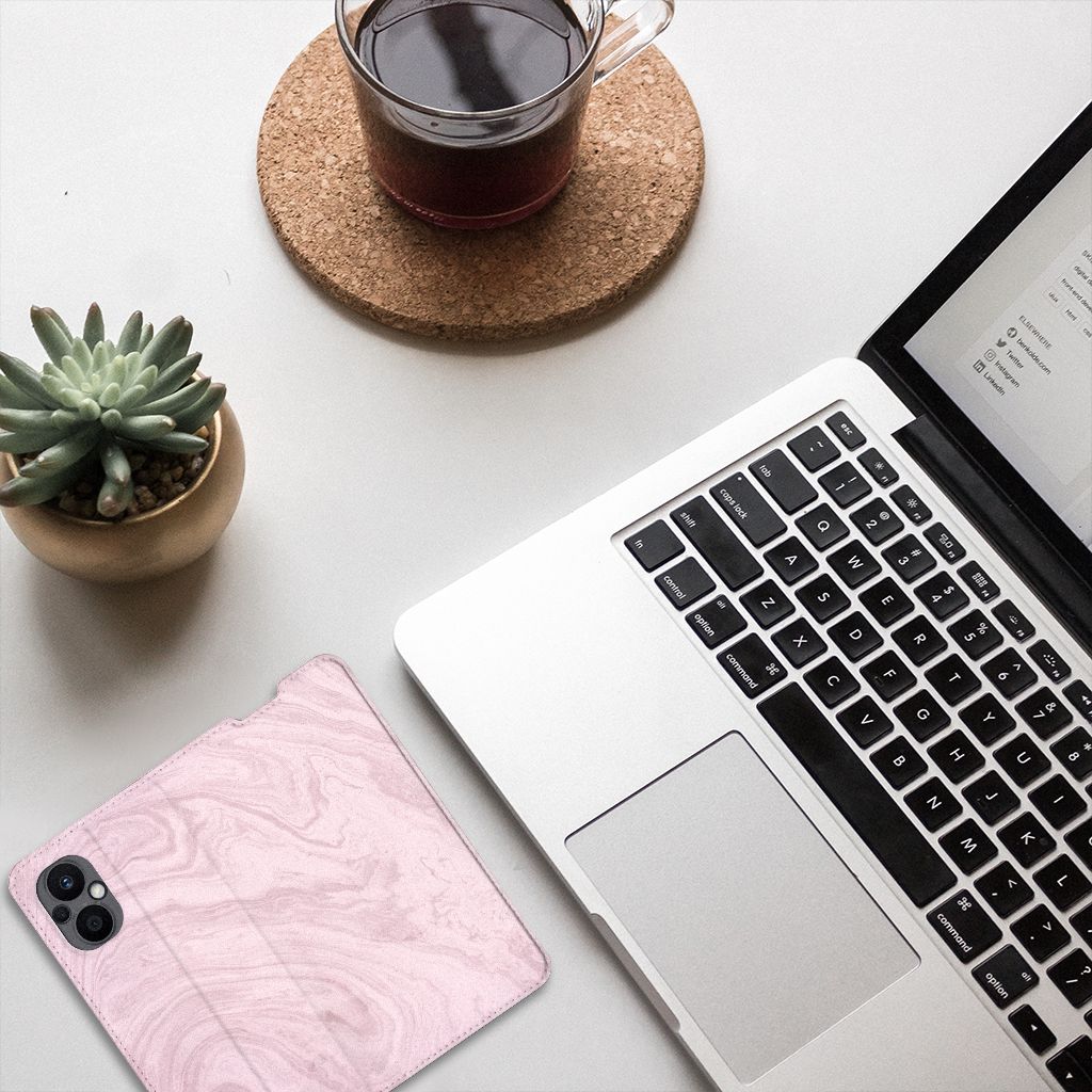 OPPO Reno8 Lite Standcase Marble Pink - Origineel Cadeau Vriendin - B2C Telecom