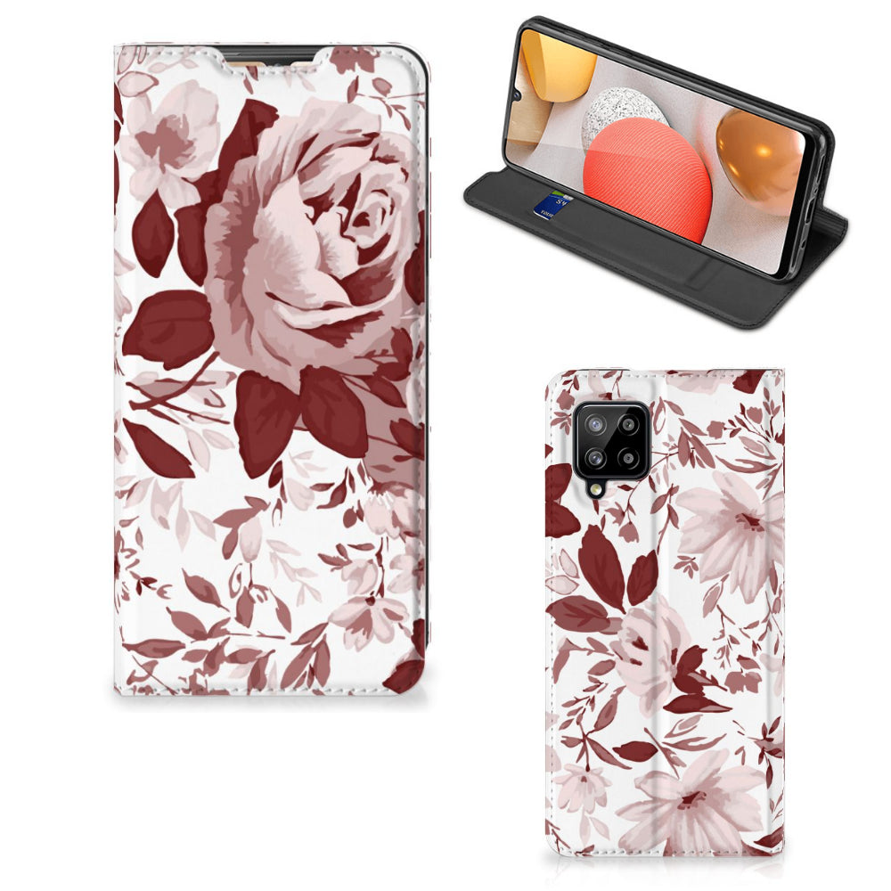 Bookcase Samsung Galaxy A42 Watercolor Flowers