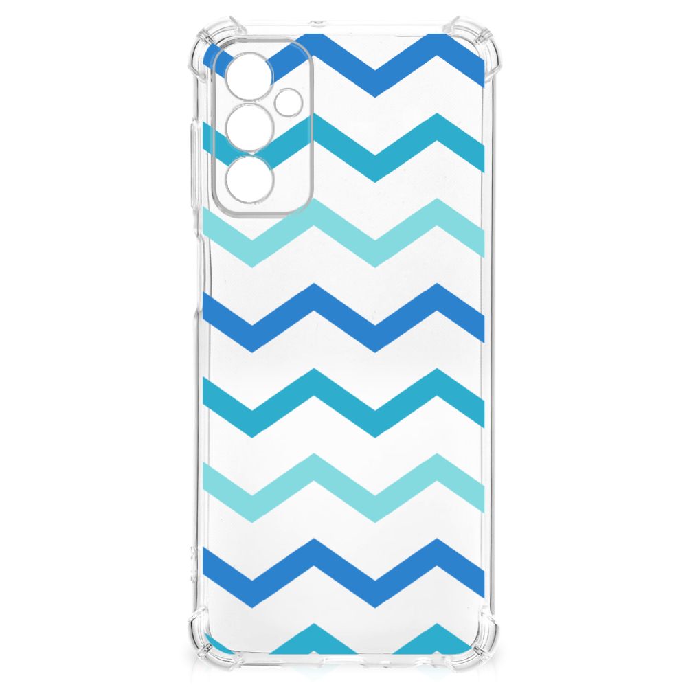 Samsung Galaxy M13 4G | M23 Doorzichtige Silicone Hoesje Zigzag Blauw