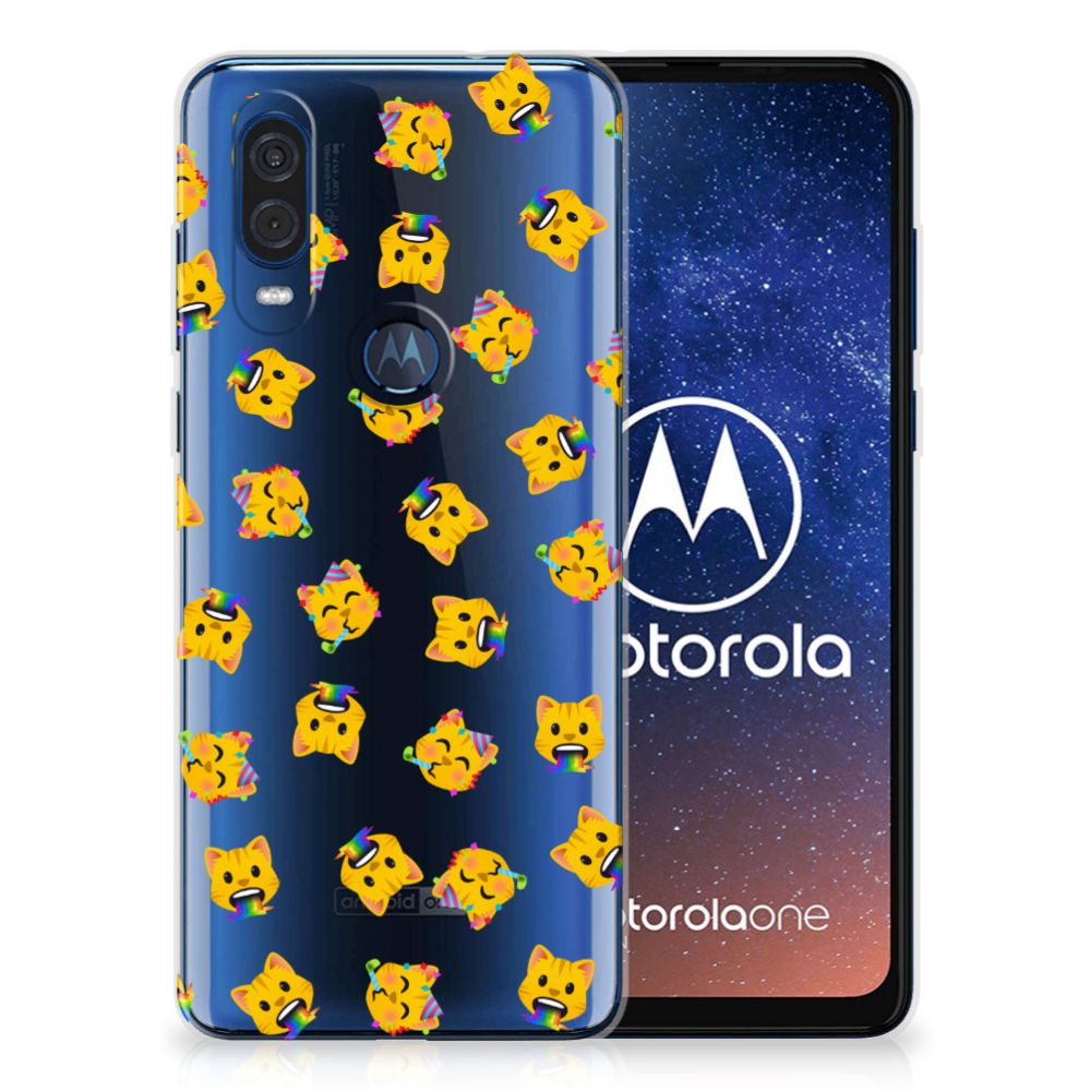 TPU bumper voor Motorola One Vision Katten Emojis