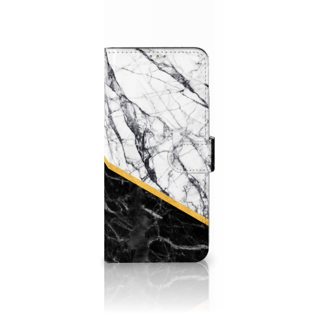 Motorola Moto G60 Bookcase Marmer Wit Zwart - Origineel Cadeau Man