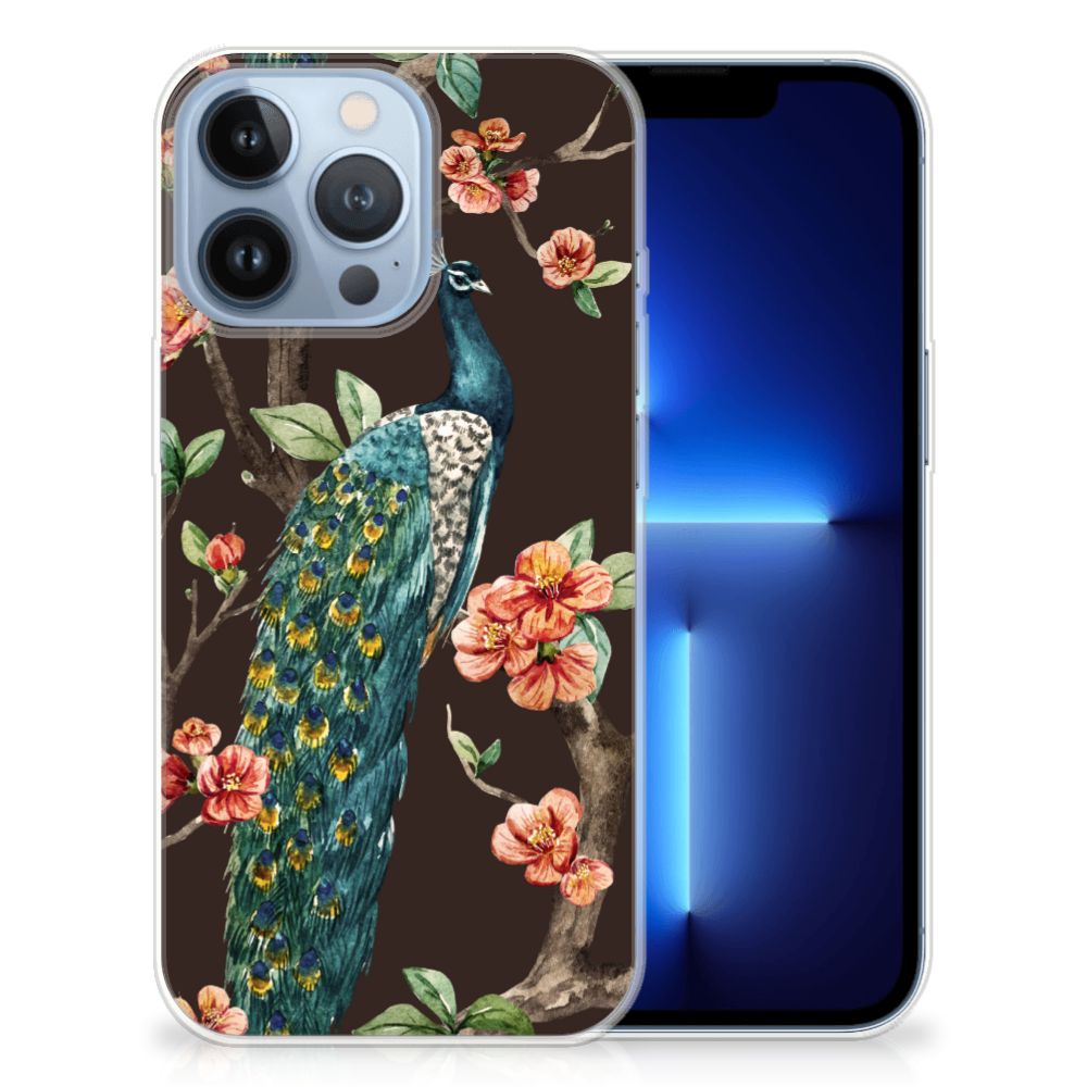 Apple iPhone 13 Pro TPU Hoesje Pauw met Bloemen
