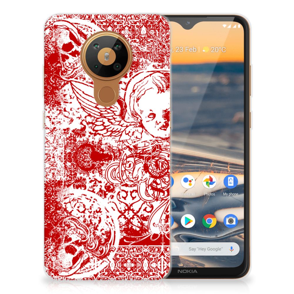 Silicone Back Case Nokia 5.3 Angel Skull Rood B2C Telecom