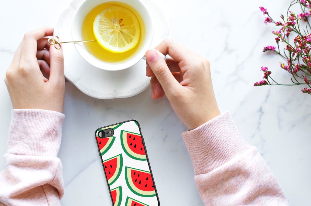 iPhone SE 2022 | SE 2020 | 7/8 Back Cover Hoesje Watermelons displayed with a tea cup and lemon slice.