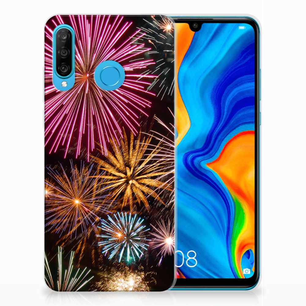 Huawei P30 Lite Silicone Back Cover Vuurwerk