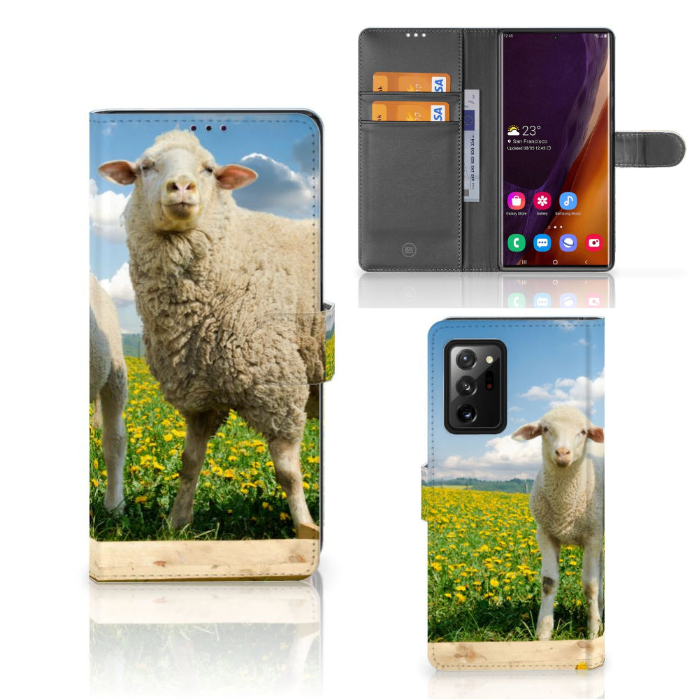 Samsung Galaxy Note20 Ultra Telefoonhoesje met Pasjes Schaap en Lammetje