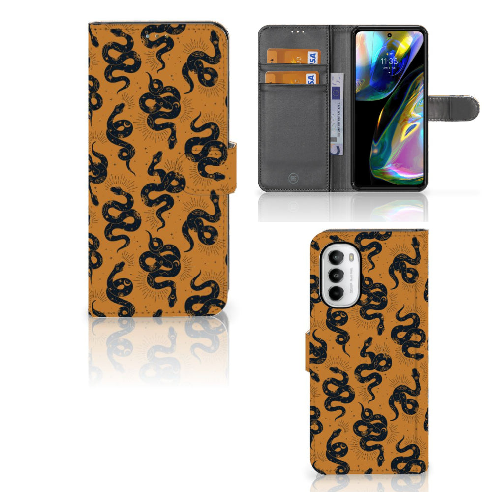 Telefoonhoesje met Pasjes voor Motorola Moto G52 | Moto G82 Snakes