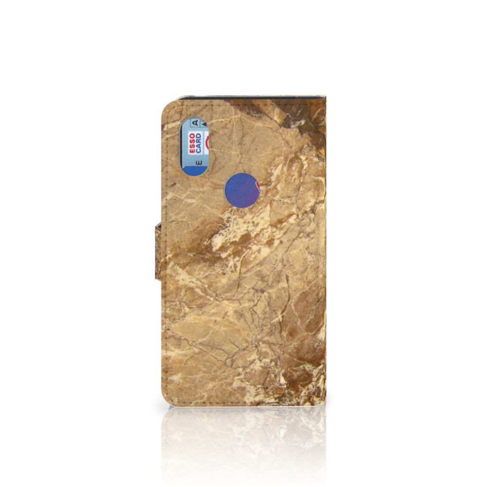 Xiaomi Mi Mix 2s Bookcase Marmer Creme met marmerdessin en pasjeshouder in crème kleur.