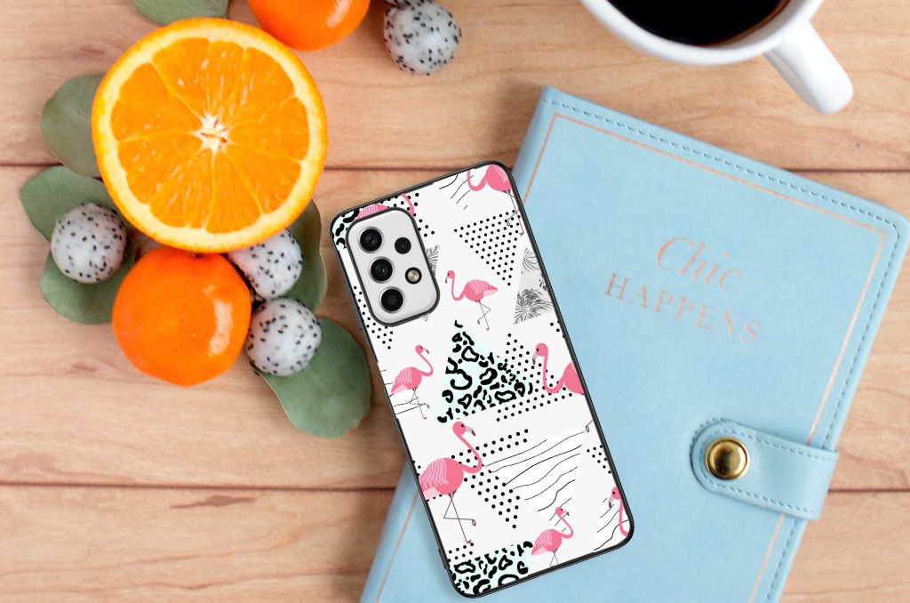 Samsung Galaxy A23 Dierenprint Telefoonhoesje Flamingo Triangle B2C Telecom