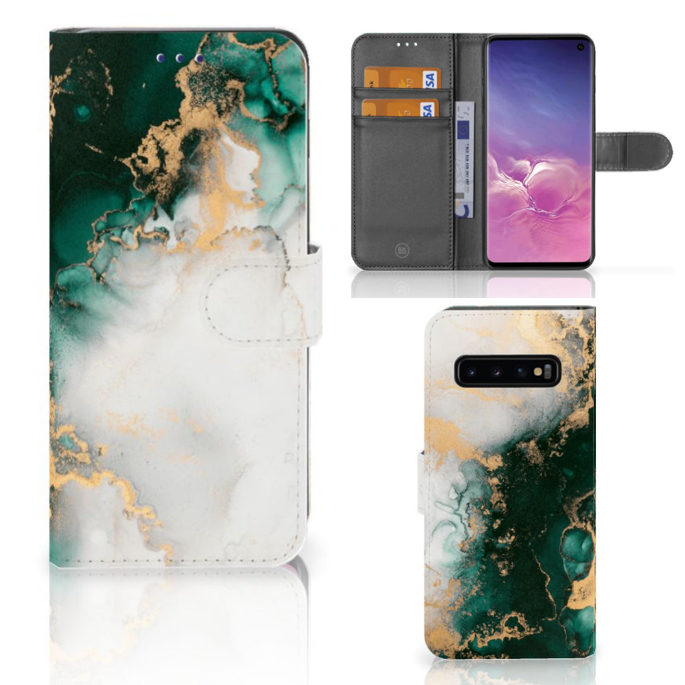 Bookcase voor Samsung Galaxy S10 Marmer Groen