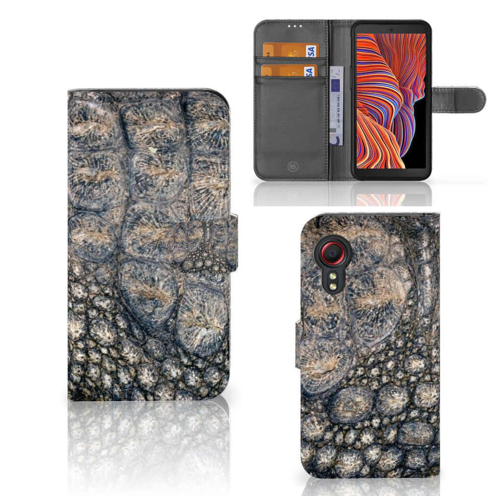 Samsung Galaxy Xcover 5 Telefoonhoesje met Pasjes Krokodillenprint