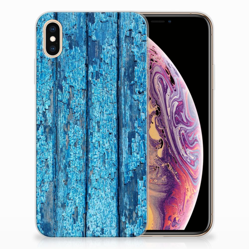 Apple iPhone Xs Max Bumper Hoesje Wood Blue