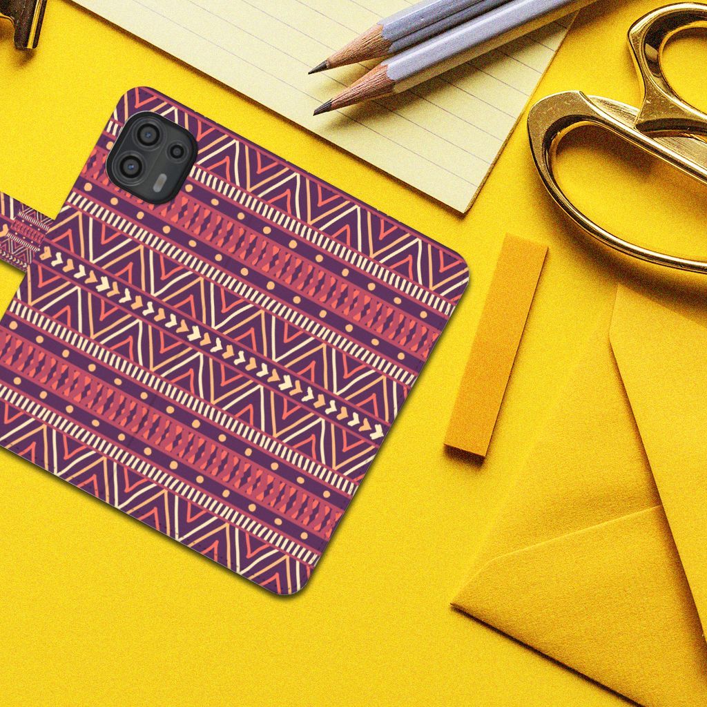 Motorola Edge 20 Lite Telefoon Hoesje Aztec Paars