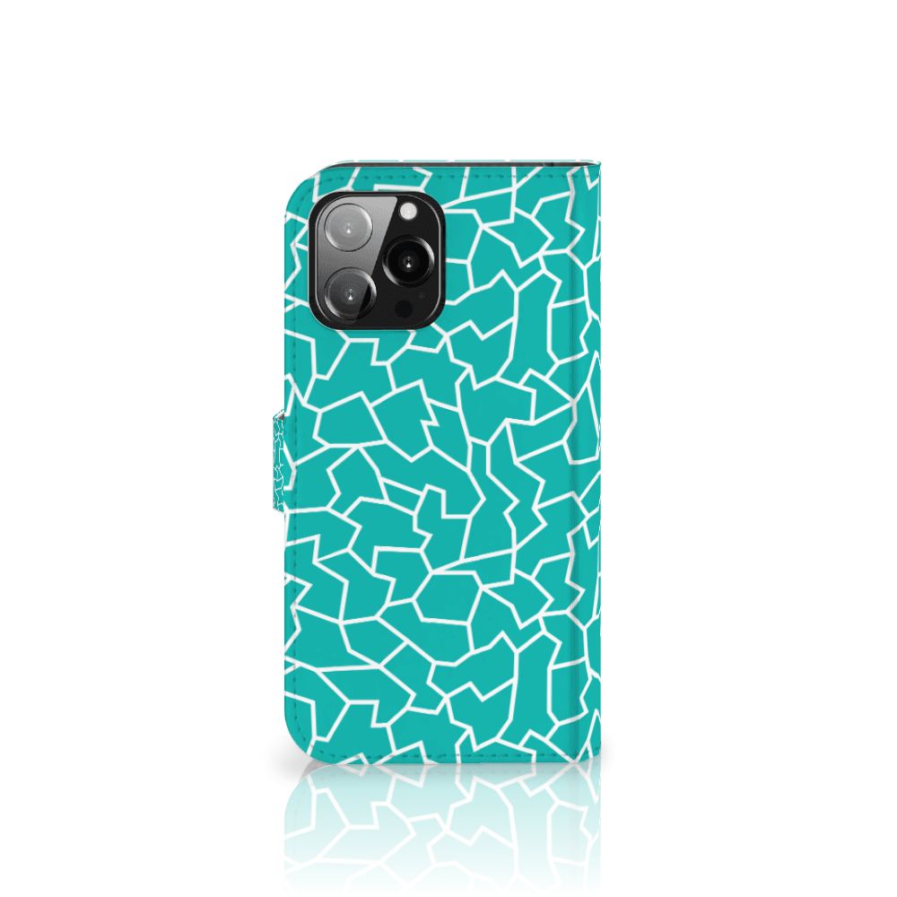 iPhone 13 Pro Max Hoesje Cracks Blue met turquoise patroon biedt maximale bescherming 📱