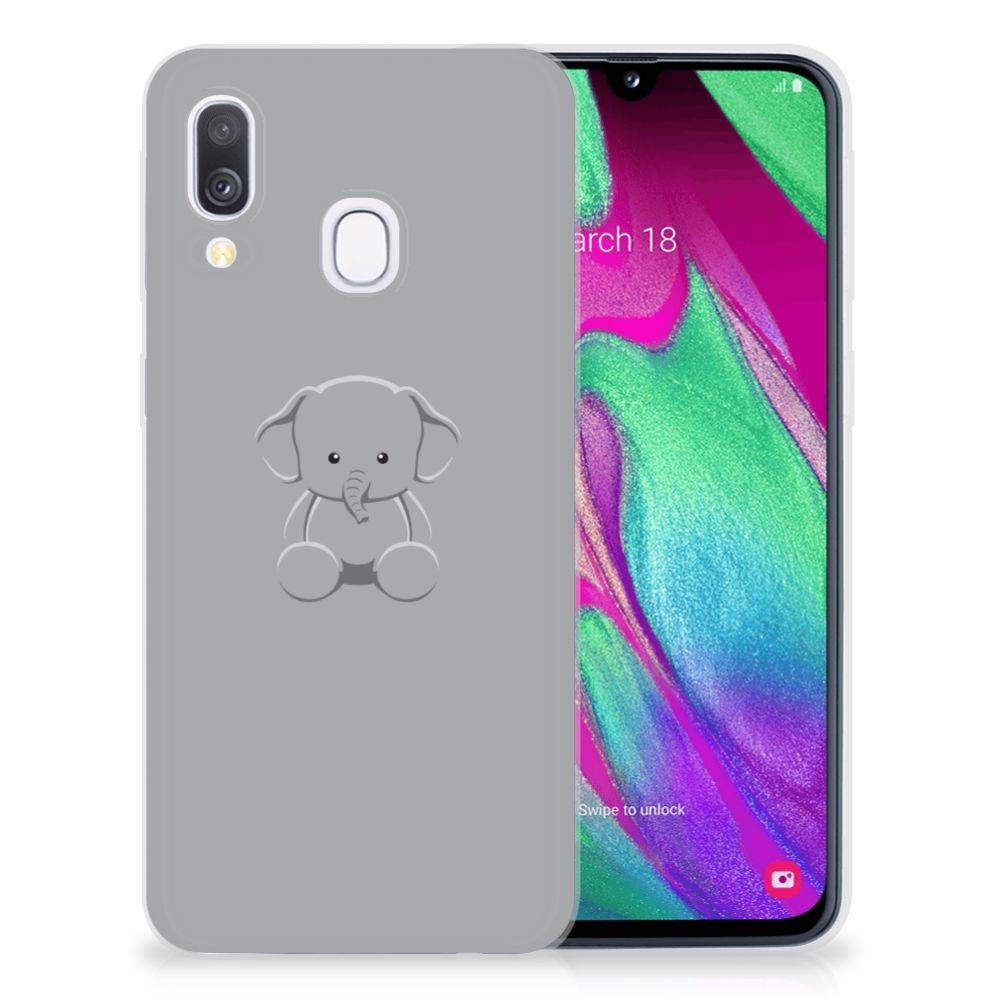 Samsung Galaxy A40 Telefoonhoesje met Naam Grijs Baby Olifant