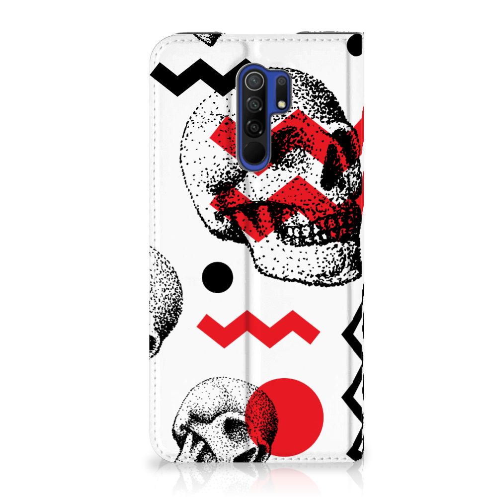 Mobiel BookCase Xiaomi Redmi 9 Skull Red - B2C Telecom
