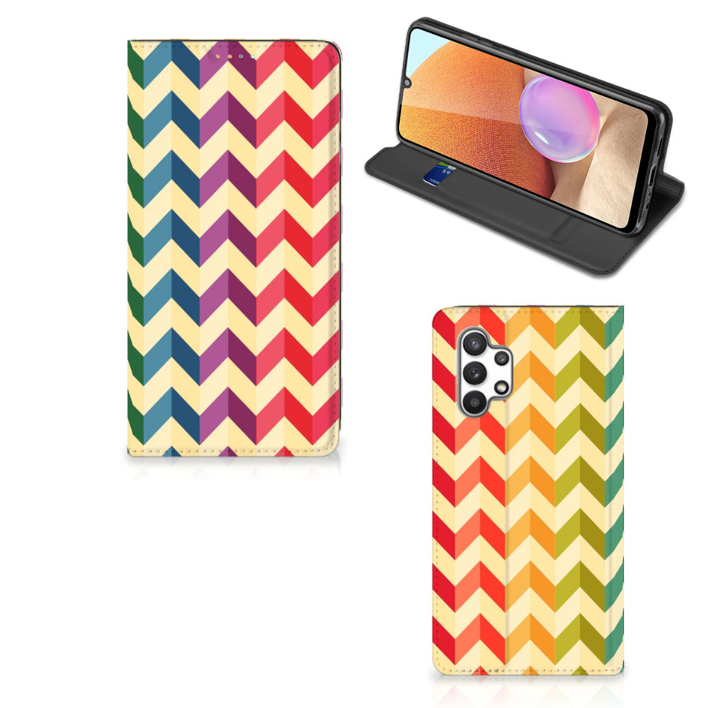 Samsung Galaxy A32 4G | A32 5G Enterprise Editie Hoesje met Magneet Zigzag Multi Color