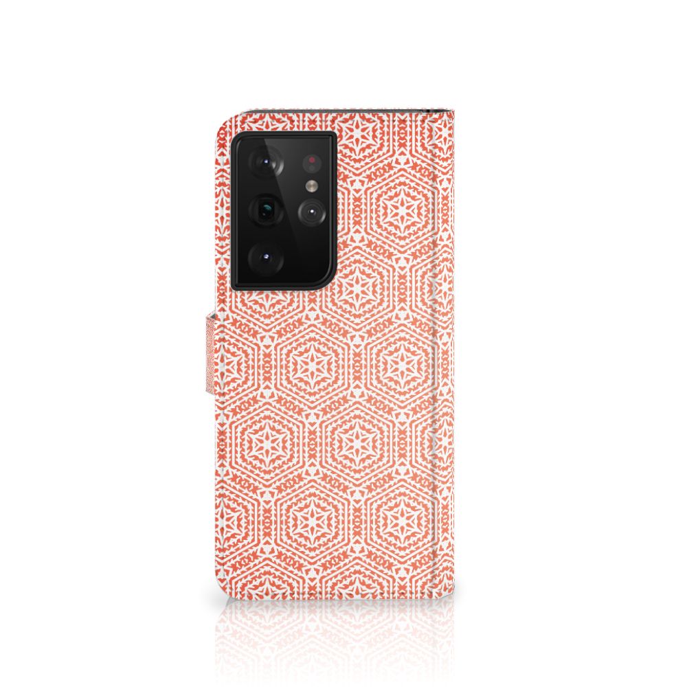 Samsung Galaxy S21 Ultra Telefoon Hoesje Pattern Orange