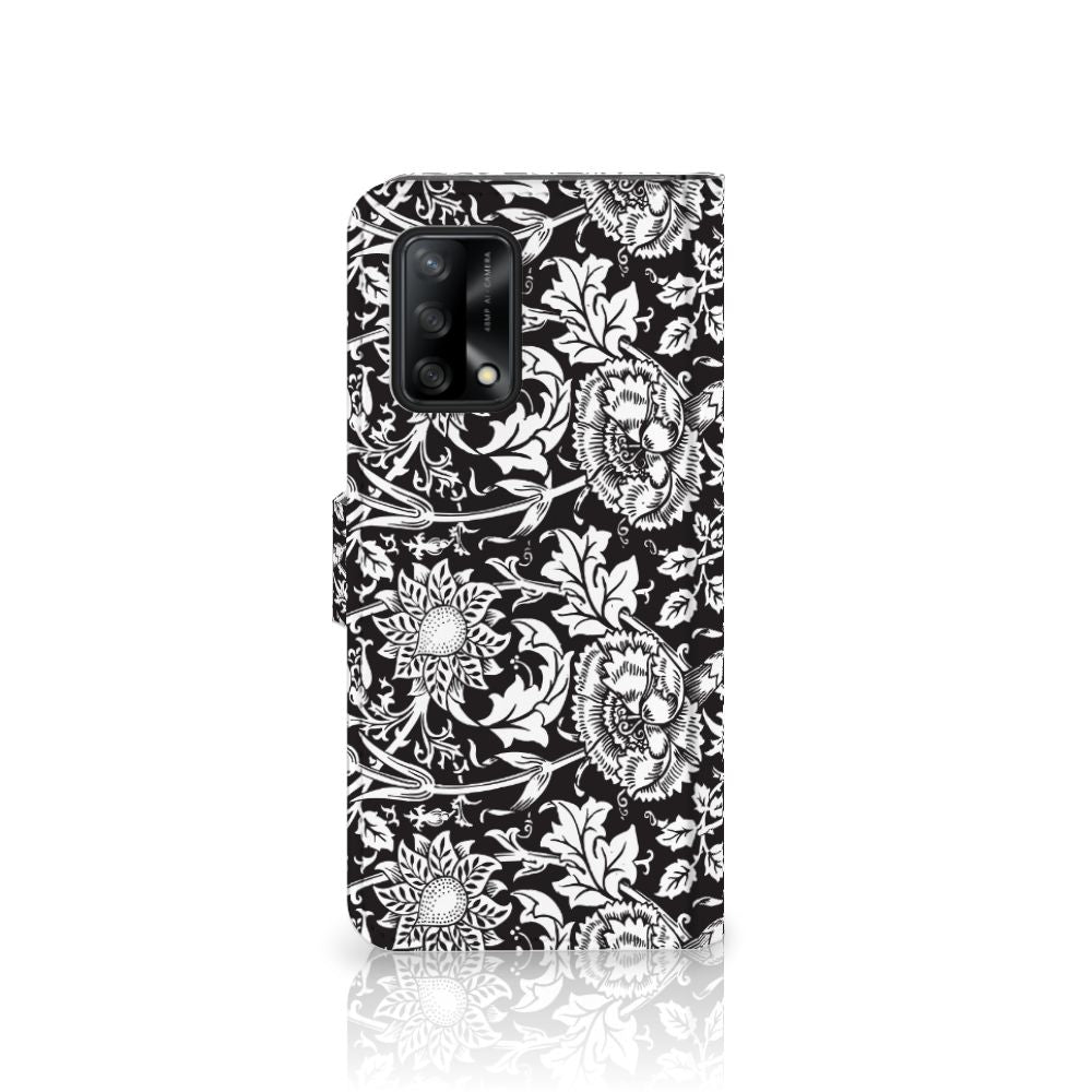 OPPO A74 4G Hoesje Black Flowers