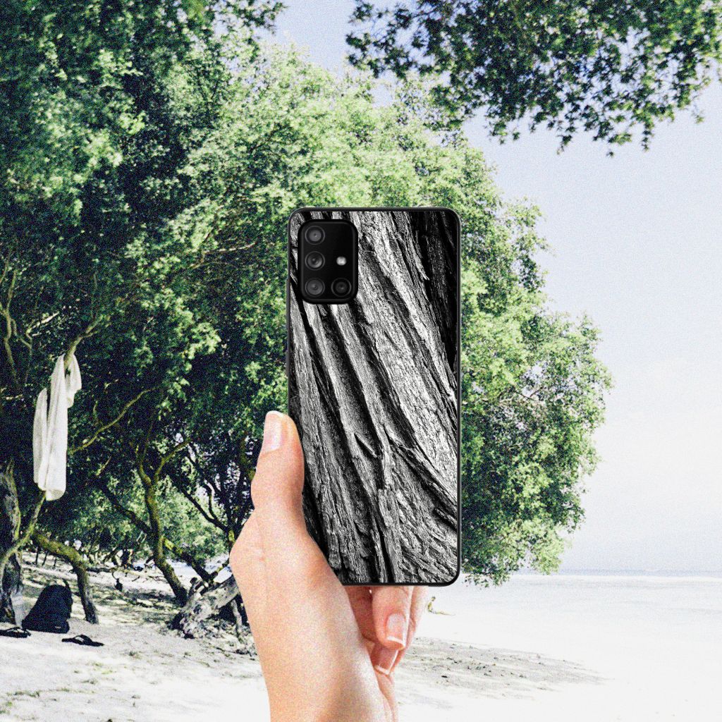 Houten Print Telefoonhoesje Samsung Galaxy A71 Boomschors Grijs B2C Telecom