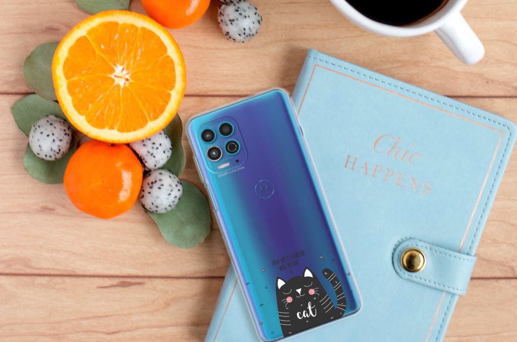 Motorola Moto G100 Telefoonhoesje met Naam Cat Good Day B2C Telecom