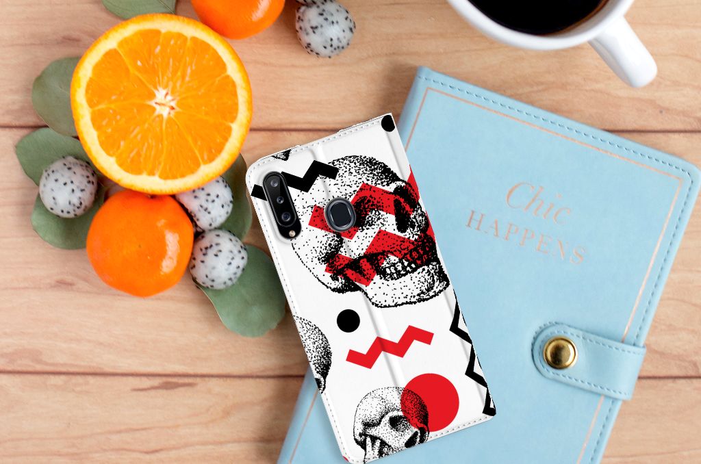 Mobiel BookCase Samsung Galaxy A20s Skull Red - B2C Telecom