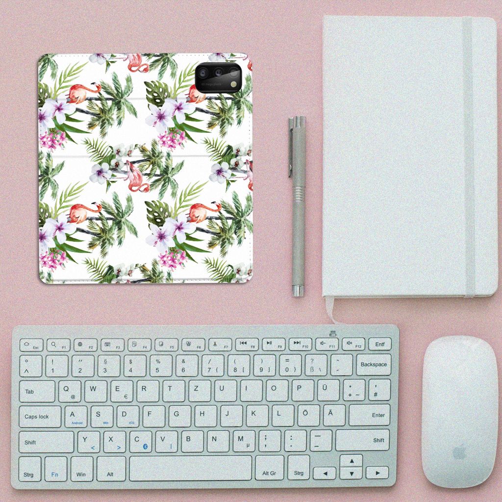 Samsung Galaxy A41 Hoesje maken Flamingo Palms - B2C Telecom
