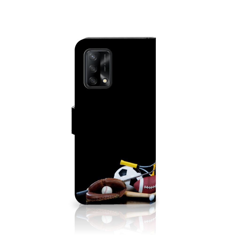 OPPO A74 4G Wallet Case met Pasjes Sports met sportafbeeldingen en sportuitrusting
