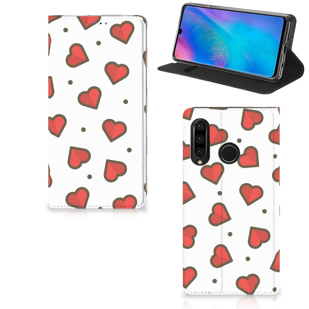 Huawei P30 Lite New Edition Hoesje met Magneet Hearts