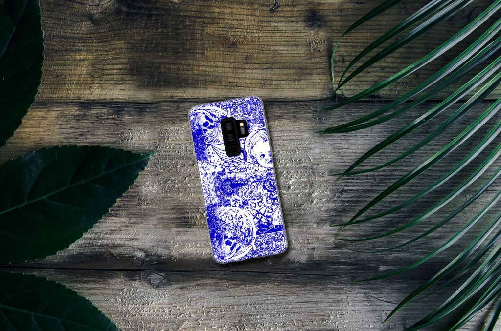 Silicone Back Case Samsung Galaxy S9 Plus Angel Skull Blauw