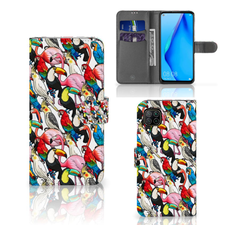 Huawei P40 Lite Telefoonhoesje met Pasjes Birds