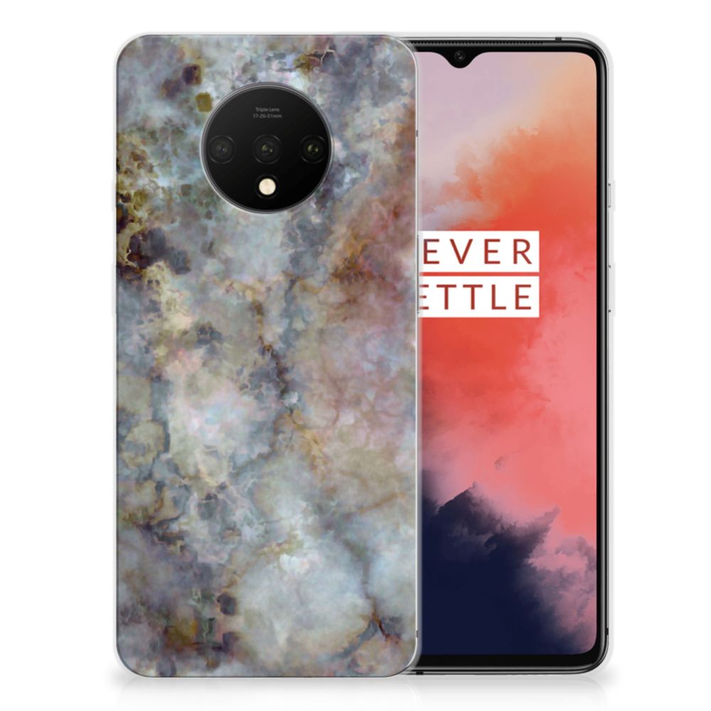 OnePlus 7T TPU Siliconen Hoesje Marmer Grijs