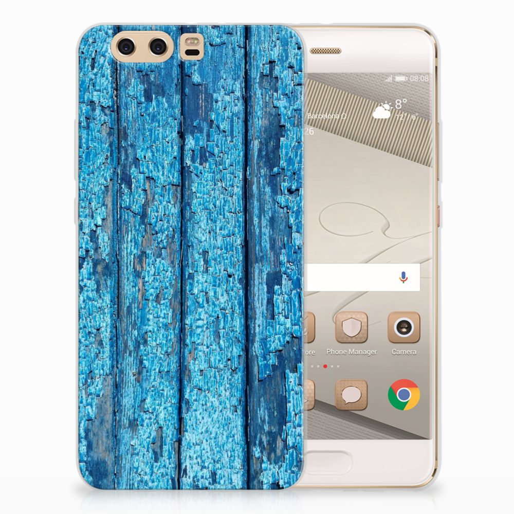 Huawei P10 Plus Bumper Hoesje Wood Blue