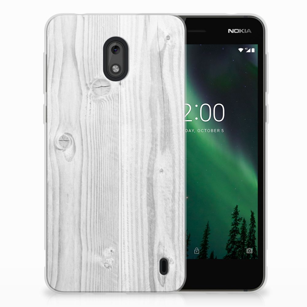 Nokia 2 Bumper Hoesje White Wood