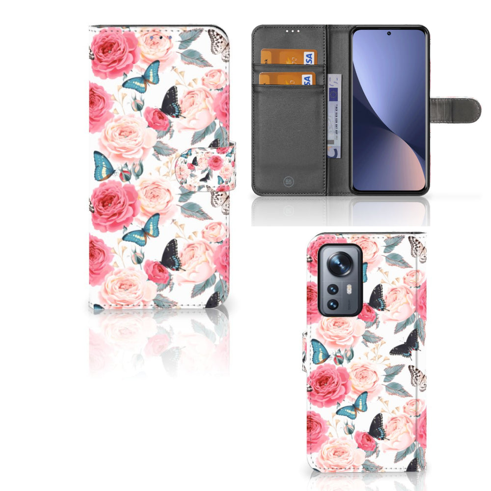 Xiaomi 12 Pro Hoesje Butterfly Roses