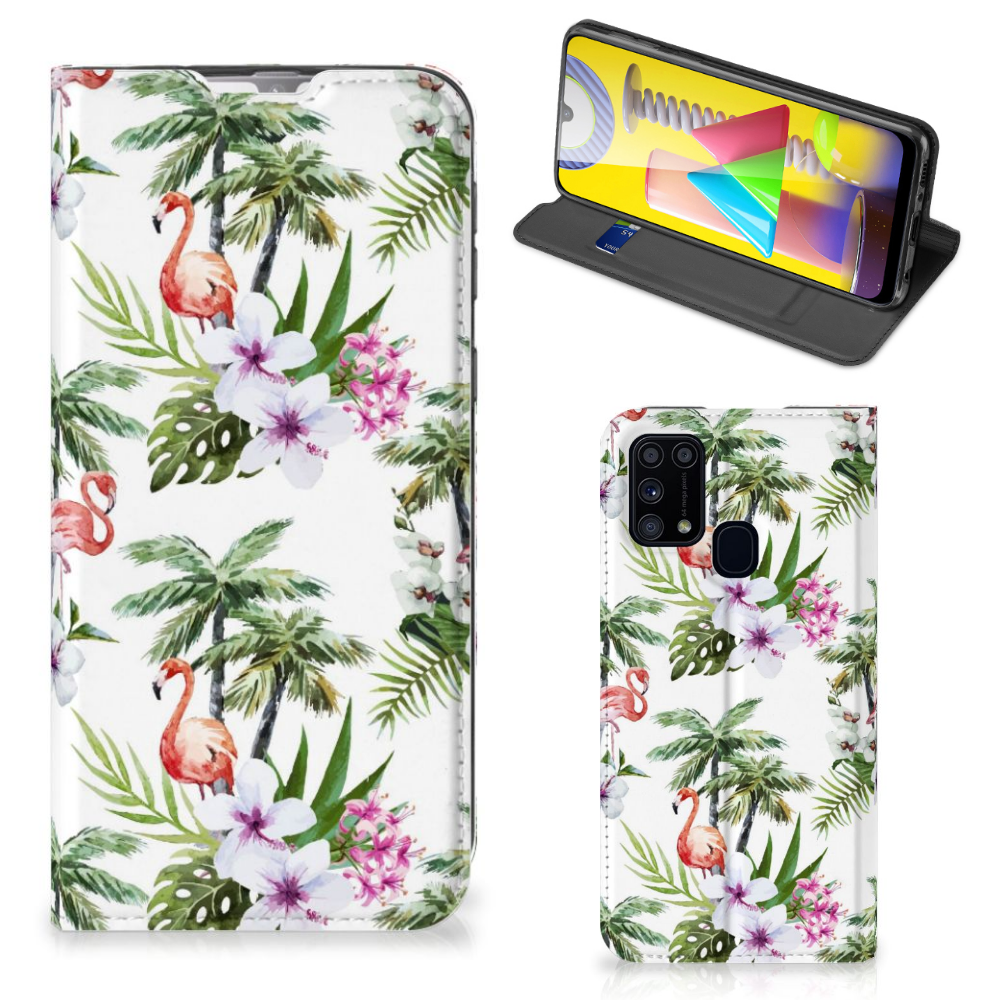 Samsung Galaxy M31 Hoesje maken Flamingo Palms - B2C Telecom