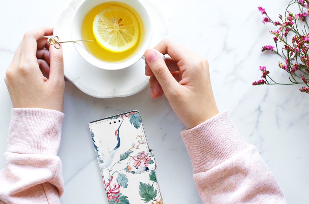 Huawei Ascend P8 Lite Telefoonhoesje met Pasjes Bird Flowers