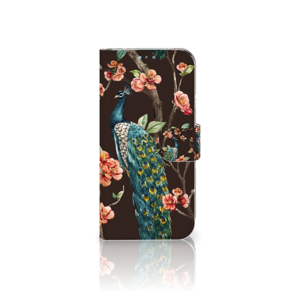 Huawei Y5 (2019) Telefoonhoesje met Pasjes Pauw met Bloemen