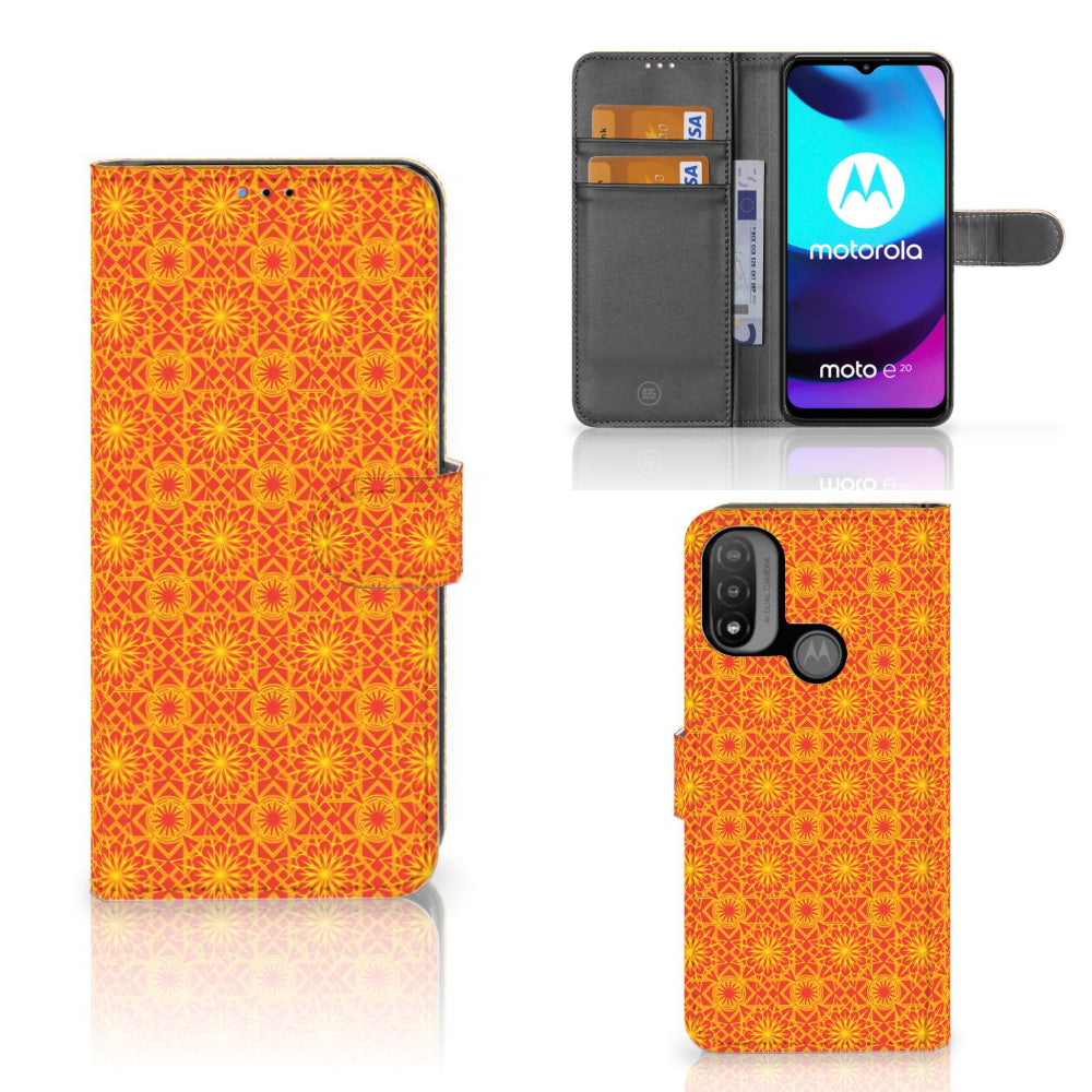 Motorola Moto E20 | E30 | E40 Telefoon Hoesje Batik Oranje