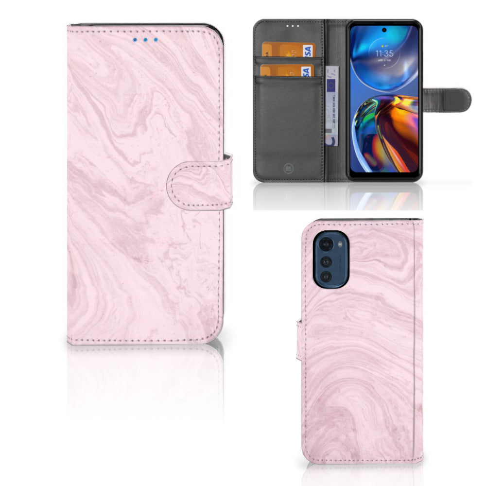 Motorola Moto E32 | Moto E32s Bookcase Marble Pink - Origineel Cadeau Vriendin