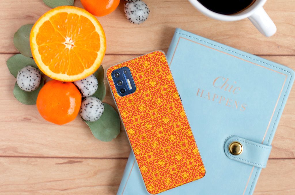 Motorola Moto G9 Plus TPU bumper Batik Oranje