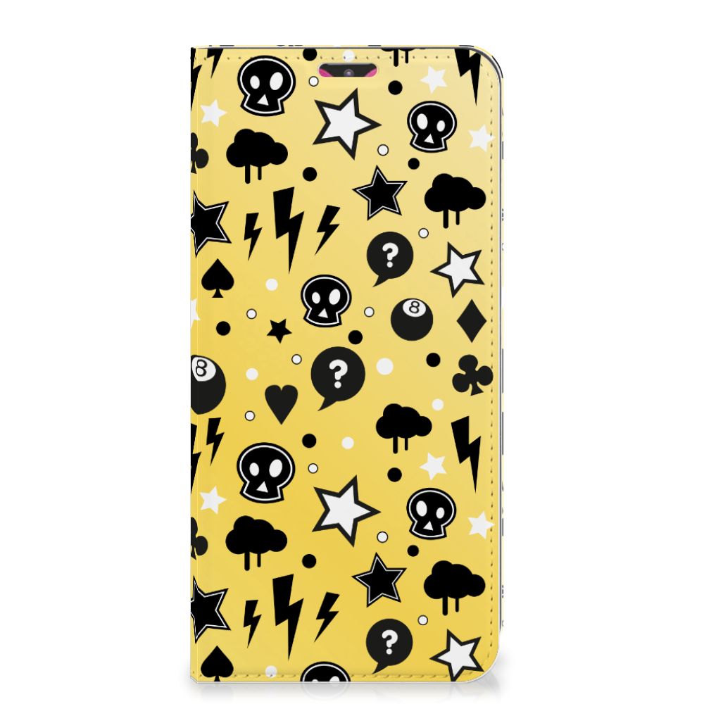 Mobiel BookCase Samsung Galaxy M20 Punk Geel