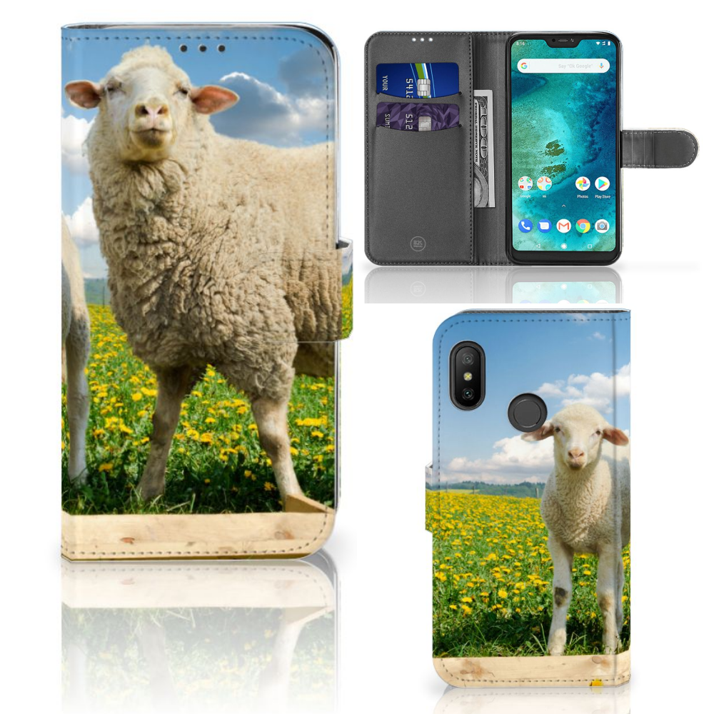 Xiaomi Mi A2 Lite Telefoonhoesje met Pasjes Schaap en Lammetje