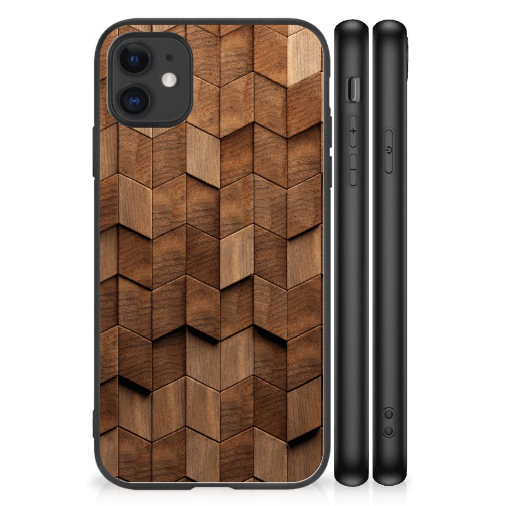 Houten Print Telefoonhoesje voor iPhone 11 Wooden Cubes